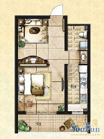 F户型闻溪阙1室1厅1卫52㎡
