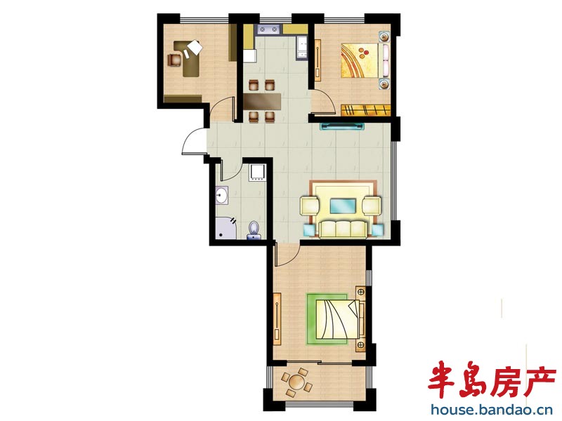 城建桃源山色 95平户型图 3室2厅1卫1厨95㎡