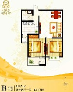 6#B户型 两室两厅一卫 建筑面积约为84.83平