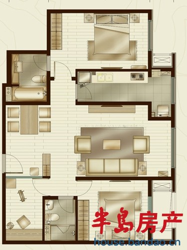BC栋B户型 3室2厅2卫111㎡