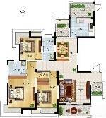 乐客国际公寓 M3户型 3室2厅2卫1厨142.84㎡