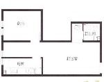 B户型标准层平面图 1室2厅1卫57.49㎡