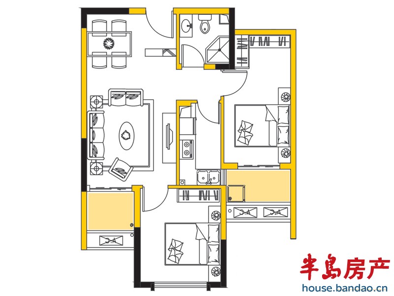 明辉星光之城 金牛座户型 2室2厅1卫1厨73㎡.jpg