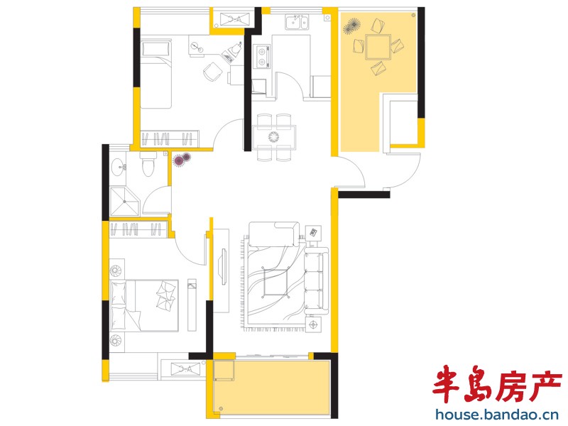 明辉星光之城 水瓶座户型 2室2厅1卫1厨89㎡.jpg