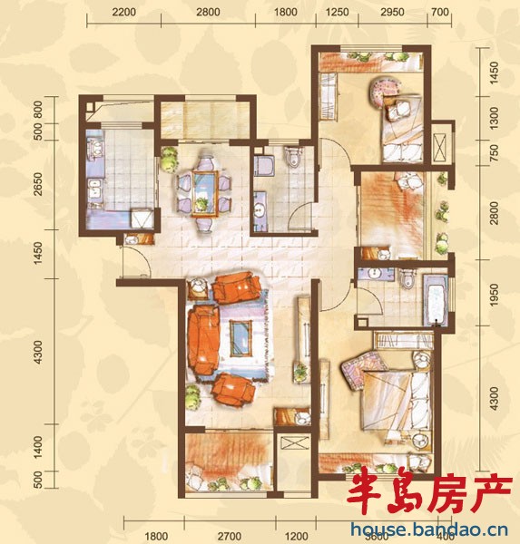 中冶圣乔维斯 19号-9－1户型 2室2厅2卫104.52㎡