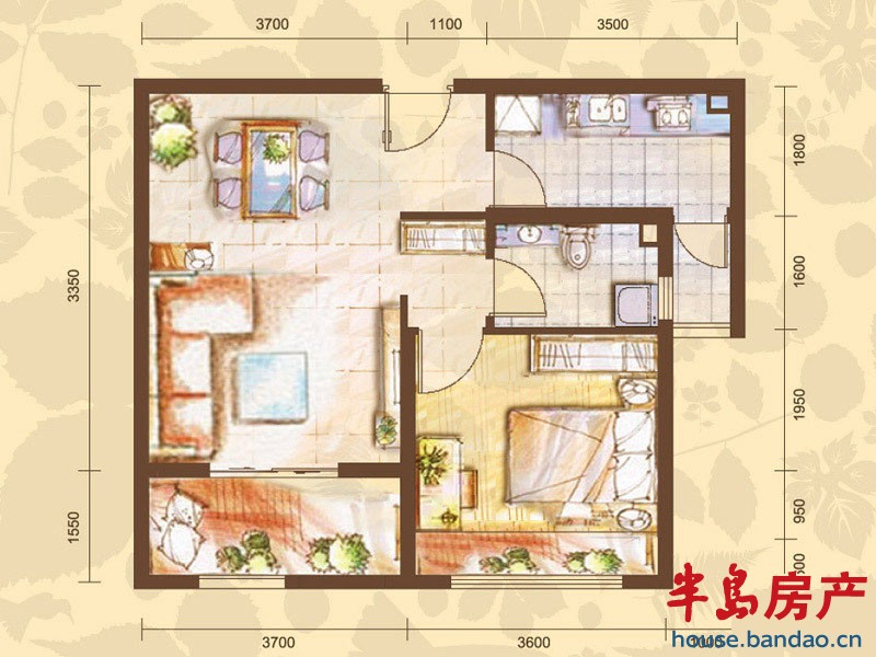 中冶圣乔维斯 19号-9－3户型 1室1厅1卫58.52㎡