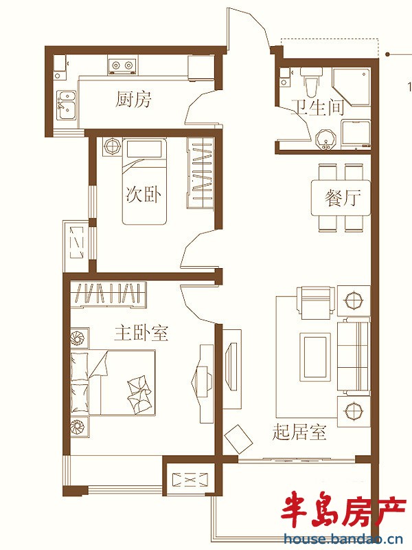 户型-13号楼--b 2室2厅1卫83.50㎡.