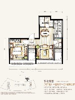 万科城东京街区1B户型 一室两厅一卫 63㎡