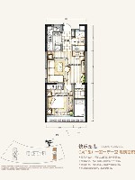 　万科城东京街区1A户型 一室一厅一卫 65㎡ 