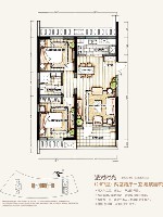 万科城东京街区2H户型 两室两厅一卫 89㎡ 