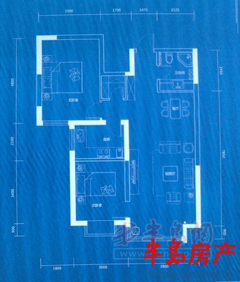 B户型 90.42-94.36平米 二室二厅一卫