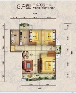 G户型3室2厅1卫1厨 116.97㎡