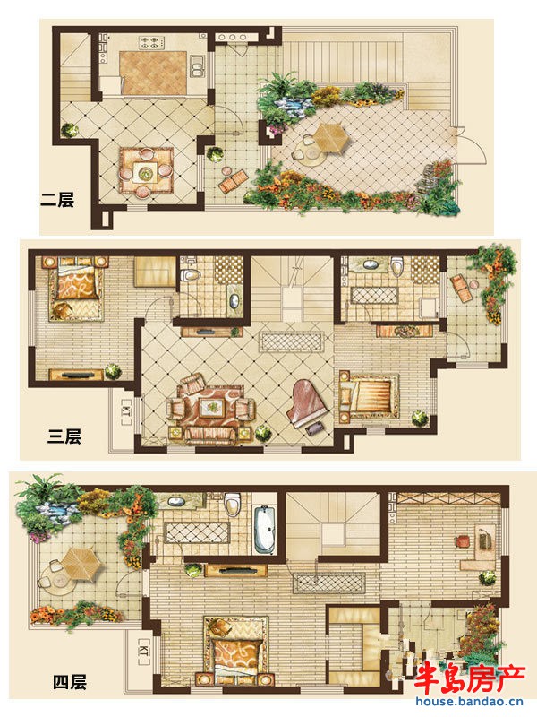 慧湾户型3室2厅3卫1厨 160.00㎡