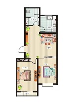 星火阳光四季三期14#号楼A1户型图2室1厅1卫1厨 68.18㎡