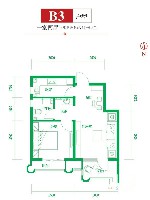 TAHA时区B3户型1室2厅1卫1厨 59.00㎡