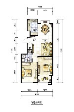联城海岸锦城锦绣园C户型2室2厅1卫1厨 90.00㎡
