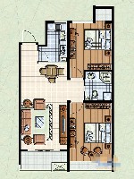 联城海岸锦城锦绣园D1户型2室2厅1卫1厨 88.00㎡