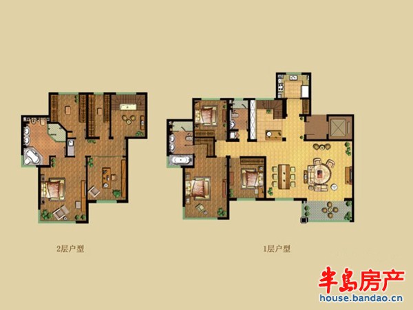 海信天悦标准户型图4室2厅3卫1厨 323.01㎡