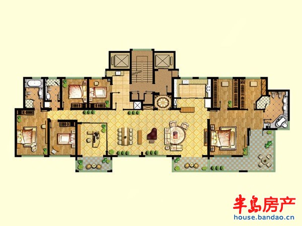 海信天悦标准户型图4室2厅3卫1厨 345.00㎡