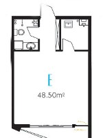 宏程家天下城市广场4号楼E户型1室1厅1卫1厨 48.50㎡