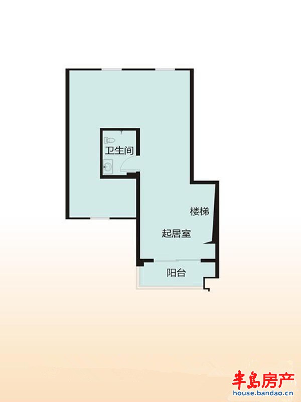 阁楼2单元02户型1厅1卫 56.77㎡