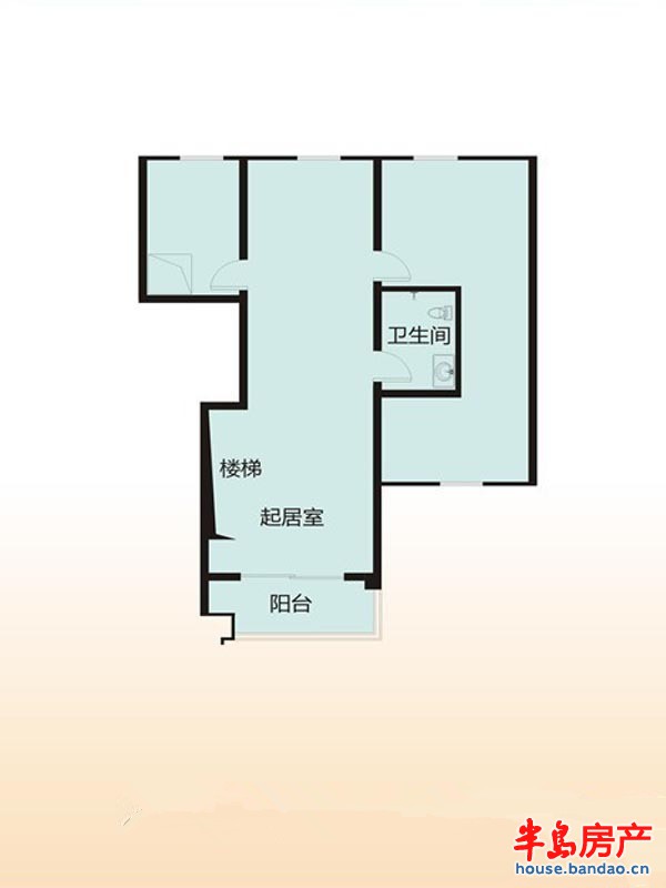 阁楼2单元01户型1厅1卫 67.82㎡