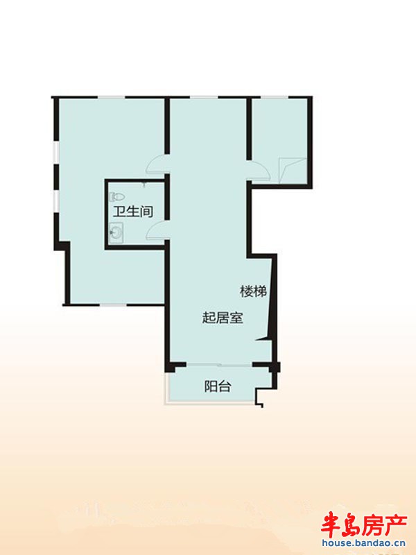 阁楼1单元02户型1厅1卫 69.60㎡