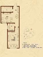 东方公园世家1-B东方四季户型1室2厅1卫 62.00㎡