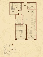 东方公园世家3-B公园花语户型2室2厅1卫 96.00㎡