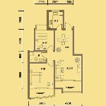 凯景花园二期1.2.3号楼B户型（东户）2室2厅1卫1厨 95.29㎡