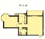 鑫地领海苑户型图1室1厅1卫1厨 89.24㎡