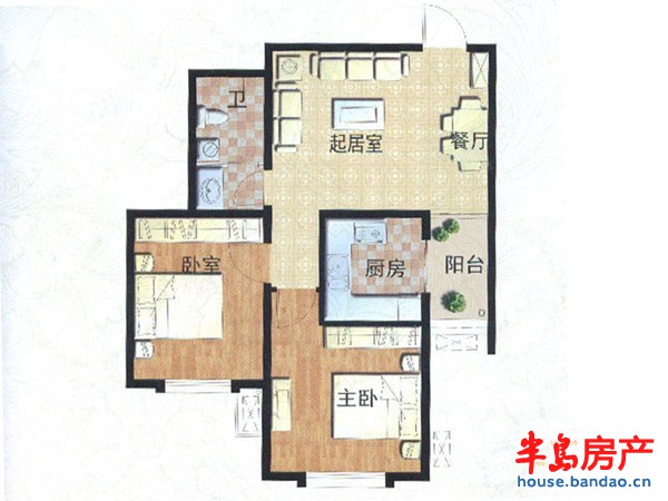 东篱桃源G2户型图2室2厅1卫1厨 75.60㎡.jpg