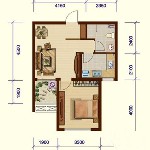 1号楼C户型1室2厅1卫1厨 61.08㎡