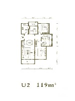 青岛印象山户型图2室2厅2卫1厨 119.00㎡