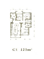 青岛印象山户型图2室2厅2卫1厨 125.00㎡