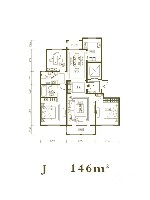 青岛印象山户型图2室2厅2卫1厨 146.00㎡