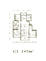 青岛印象山户型图3室2厅2卫1厨 147.00㎡