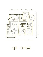 青岛印象山户型图3室2厅2卫1厨 183.00㎡