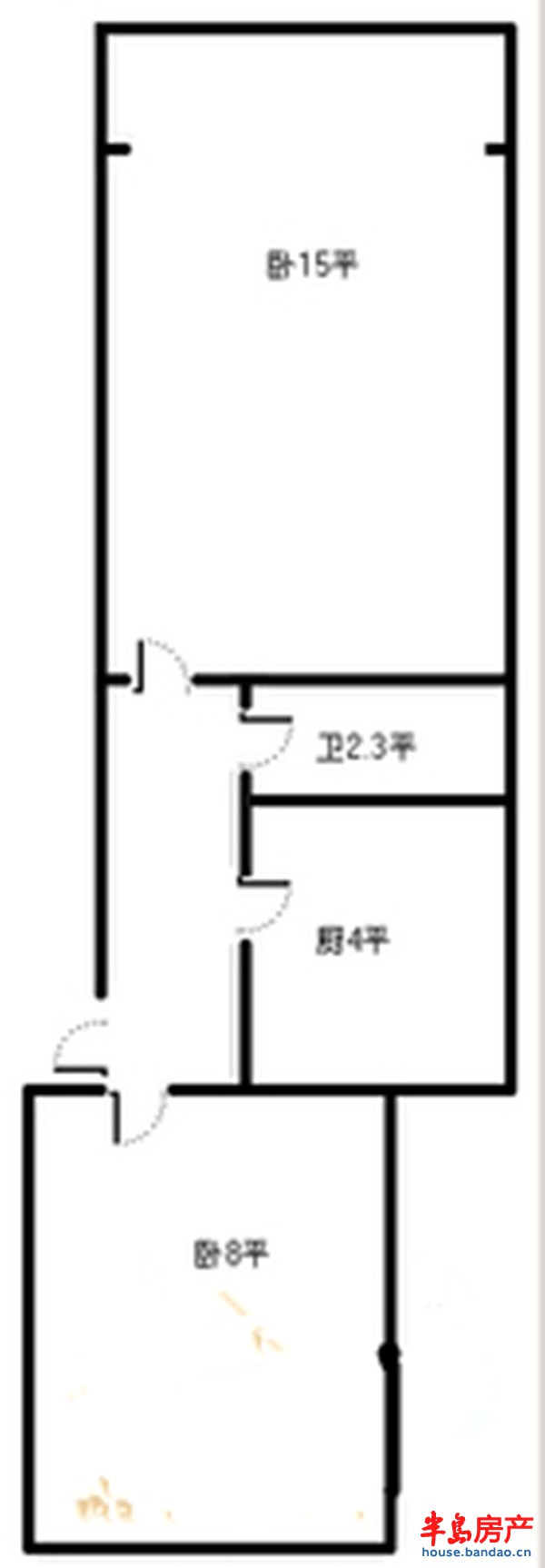 盛世美邦 2室 户型图2室1厅1卫1厨 62.00㎡