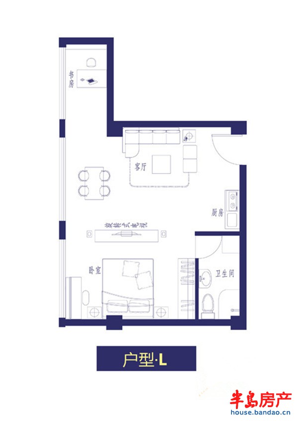 户型L2室1厅1卫1厨 70.00㎡