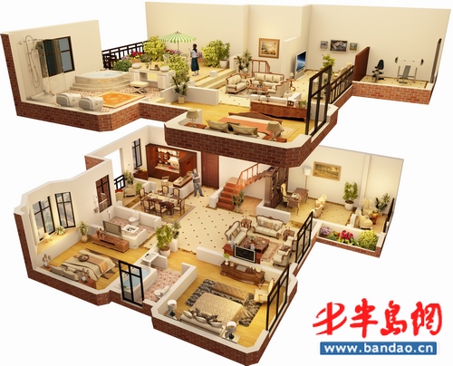 立体彩色户型图