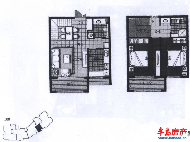 金沙滩壹号户型图2室2厅2卫1厨 107.16㎡