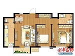 万科魅力之城尊域宽景雅居B户型2室2厅2卫1厨 86.00㎡