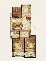 常青藤3、4、5号楼洋房02户3室2厅1卫 94.00㎡ 