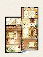 常青藤1、2号楼小高层01户1室1厅1卫1厨 83.00㎡