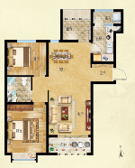 E3户型 金色年华 两室两厅一卫 建筑面积约89㎡