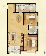 G3户型 锦瑟时光 两室两厅一卫 建筑面积约86㎡