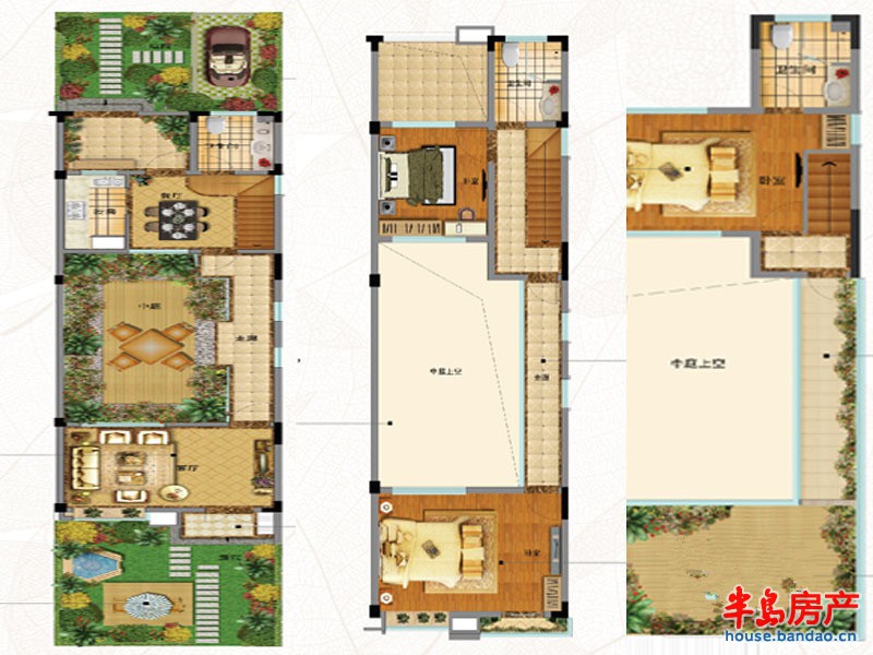 鑫源三个院子户型图户型A3室2厅2卫1厨 144.00㎡