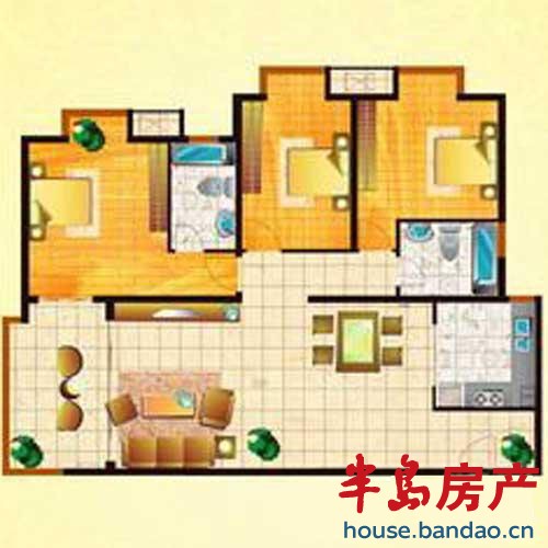 鲁商蓝岸国际 C户型 3室2厅2卫141.20㎡