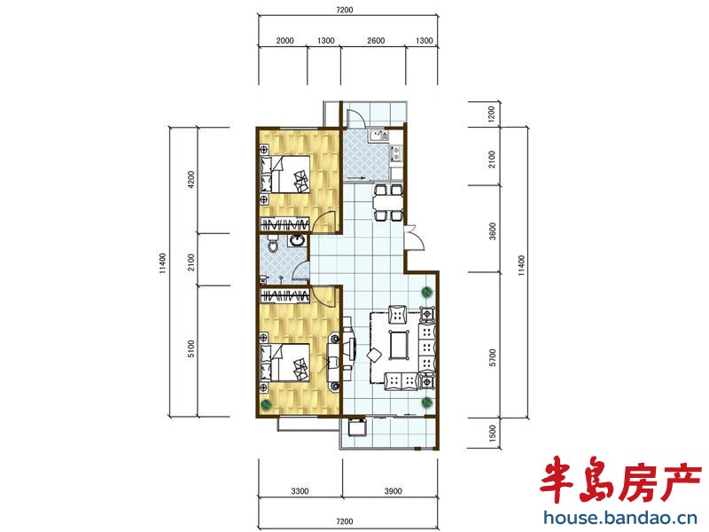 中国铁建岸芷汀兰 B户型 2室2厅1卫.jpg